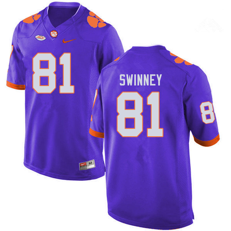 Men #81 Drew Swinney Clemson Tigers College Football Jerseys Sale-Purple